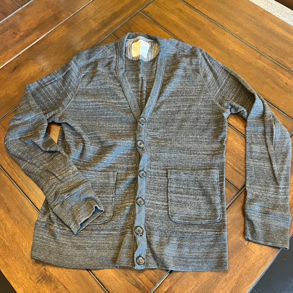 Banana Republic Men's Medium Gray Stripe Button Cardigan